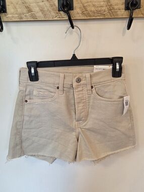 Old Navy Womens Beige Denim Cutoff 5 Button Shorts Sz 0 Sky High A Line NWT $35